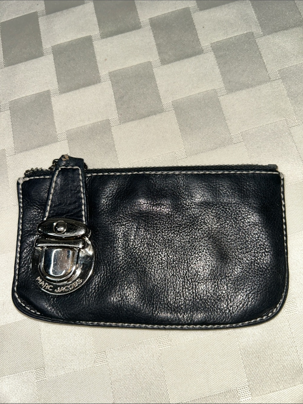 (Project) Marc Jacobs Black Leather Zip Pouch with Silver Hardware